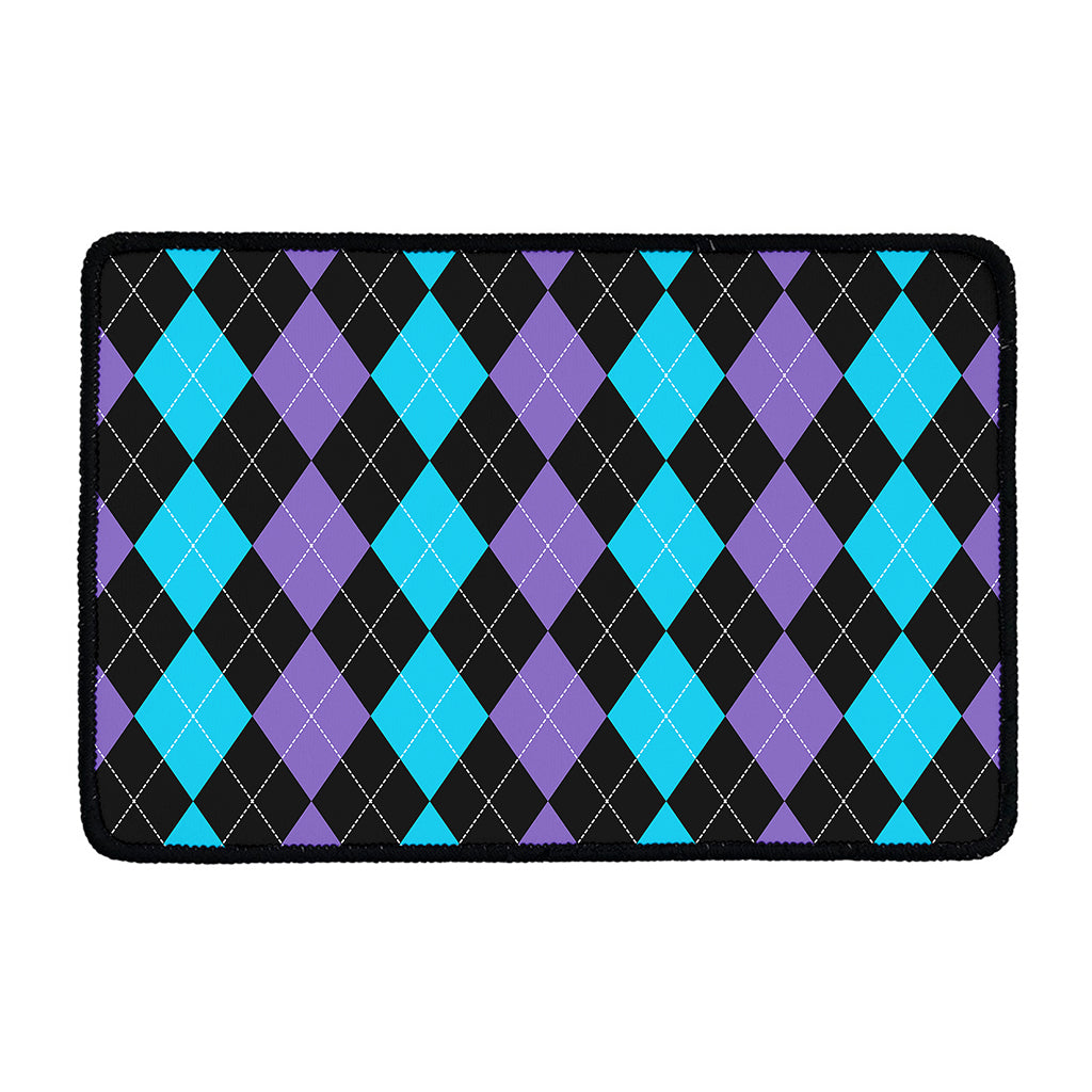 Purple Black And Blue Argyle Print Kitchen Mat