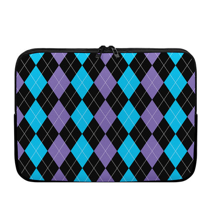 Purple Black And Blue Argyle Print Laptop Sleeve