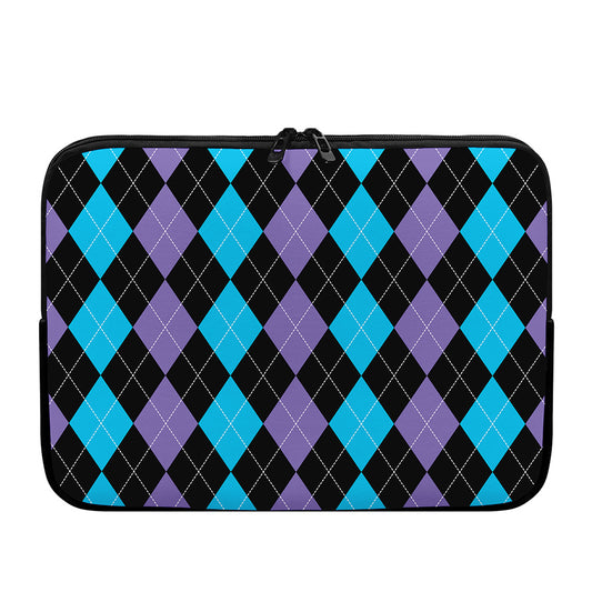 Purple Black And Blue Argyle Print Laptop Sleeve