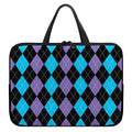 Purple Black And Blue Argyle Print Laptop Sleeve With Handle