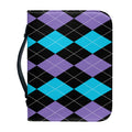 Purple Black And Blue Argyle Print Leather Bible Cover