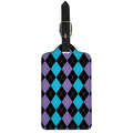 Purple Black And Blue Argyle Print Luggage Tag