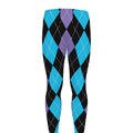 Purple Black And Blue Argyle Print Men's Leggings