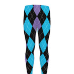 Purple Black And Blue Argyle Print Men's leggings