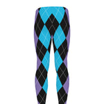 Purple Black And Blue Argyle Print Men's leggings