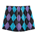 Purple Black And Blue Argyle Print Mesh Shorts