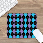 Purple Black And Blue Argyle Print Mouse Pad