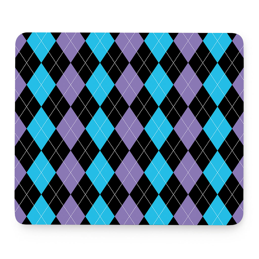 Purple Black And Blue Argyle Print Mouse Pad
