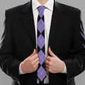 Purple Black And Blue Argyle Print Necktie