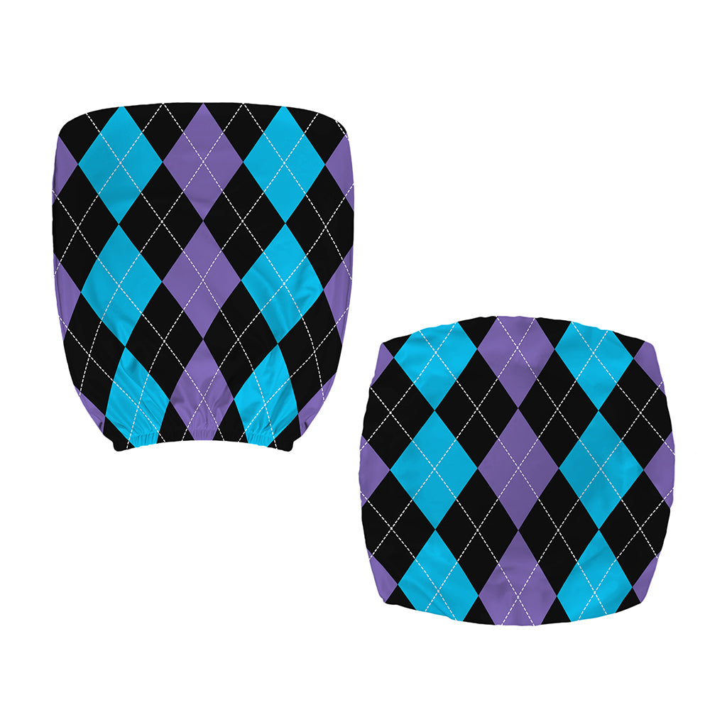 Purple Black And Blue Argyle Print Office Chair Cover