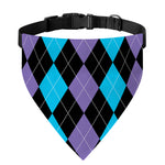 Purple Black And Blue Argyle Print Over The Collar Dog Bandana