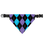 Purple Black And Blue Argyle Print Over The Collar Dog Bandana