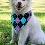 Purple Black And Blue Argyle Print Over The Collar Dog Bandana