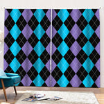 Purple Black And Blue Argyle Print Pencil Pleat Curtains