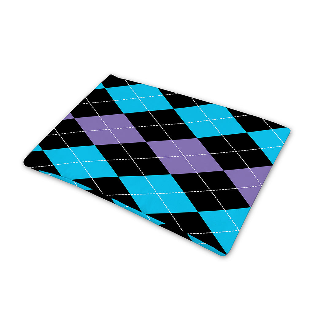 Purple Black And Blue Argyle Print Pet Cooling Mat Cover