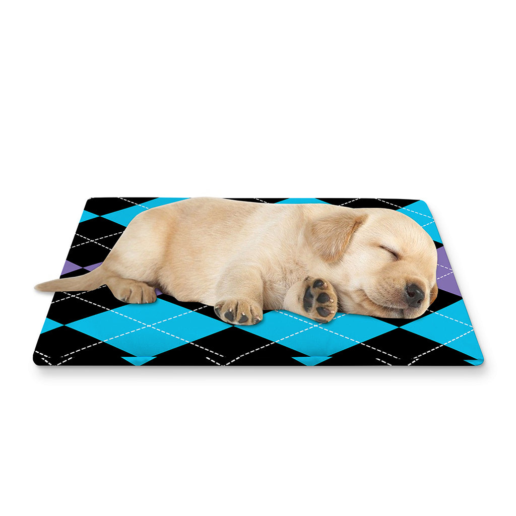 Purple Black And Blue Argyle Print Pet Cooling Mat Cover
