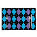 Purple Black And Blue Argyle Print Placemat