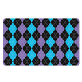 Purple Black And Blue Argyle Print Polyester Doormat