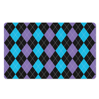 Purple Black And Blue Argyle Print Polyester Doormat