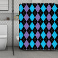Purple Black And Blue Argyle Print Polyester Shower Curtain