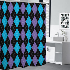 Purple Black And Blue Argyle Print Premium Shower Curtain