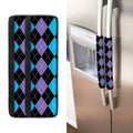 Purple Black And Blue Argyle Print Refrigerator Handle Covers