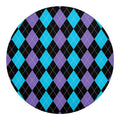 Purple Black And Blue Argyle Print Round Blanket