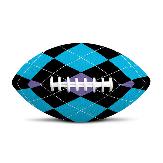 Purple Black And Blue Argyle Print Rugby Ball