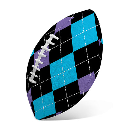 Purple Black And Blue Argyle Print Rugby Ball