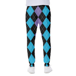 Purple Black And Blue Argyle Print Scuba Joggers