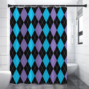 Purple Black And Blue Argyle Print Shower Curtain