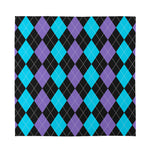 Purple Black And Blue Argyle Print Silk Bandana