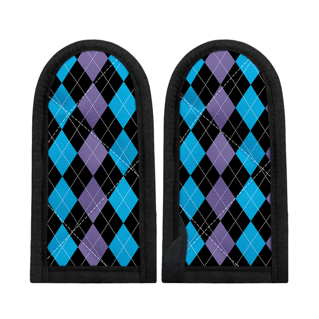 Purple Black And Blue Argyle Print Skillet Handle Cover