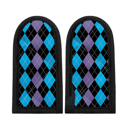 Purple Black And Blue Argyle Print Skillet Handle Cover