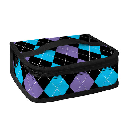 Purple Black And Blue Argyle Print Small Lunch Bag