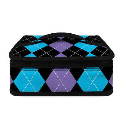 Purple Black And Blue Argyle Print Small Lunch Bag