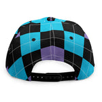 Purple Black And Blue Argyle Print Snapback Cap