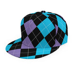 Purple Black And Blue Argyle Print Snapback Cap