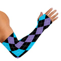 Purple Black And Blue Argyle Print Sun Protection Arm Sleeves