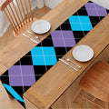 Purple Black And Blue Argyle Print Table Runner