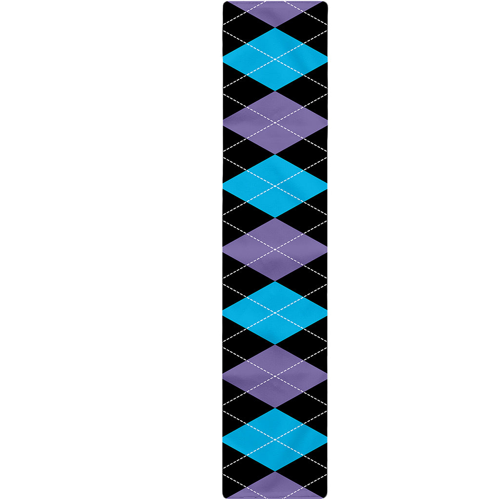 Purple Black And Blue Argyle Print Table Runner