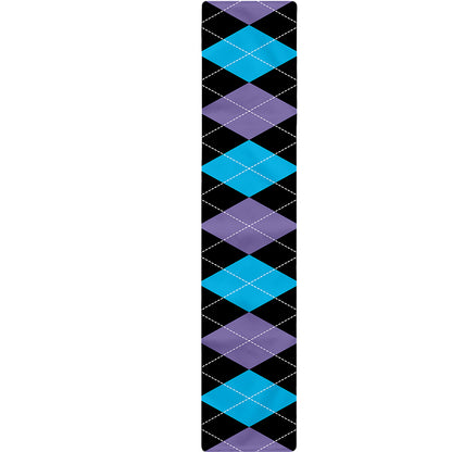 Purple Black And Blue Argyle Print Table Runner