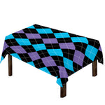 Purple Black And Blue Argyle Print Tablecloth