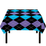 Purple Black And Blue Argyle Print Tablecloth