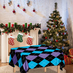 Purple Black And Blue Argyle Print Tablecloth