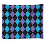 Purple Black And Blue Argyle Print Tapestry