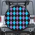 Purple Black And Blue Argyle Print Tire Cover