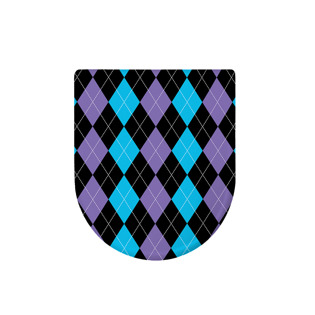 Purple Black And Blue Argyle Print Toilet Lid Cover