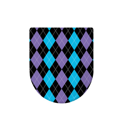 Purple Black And Blue Argyle Print Toilet Lid Cover