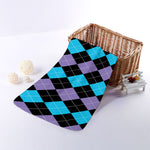 Purple Black And Blue Argyle Print Towel